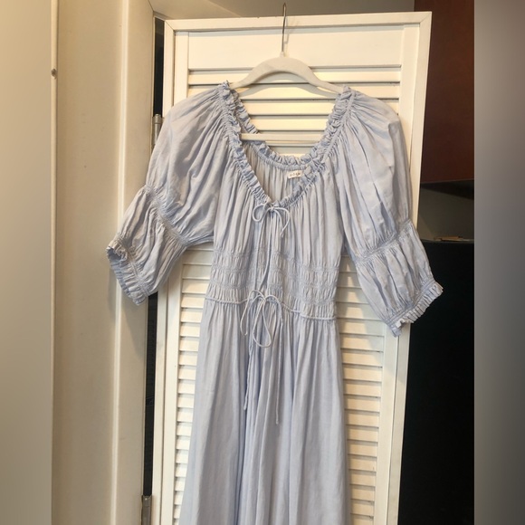 Doen light blue seaglass Ischia midi cotton dress size Small - Picture 4 of 9